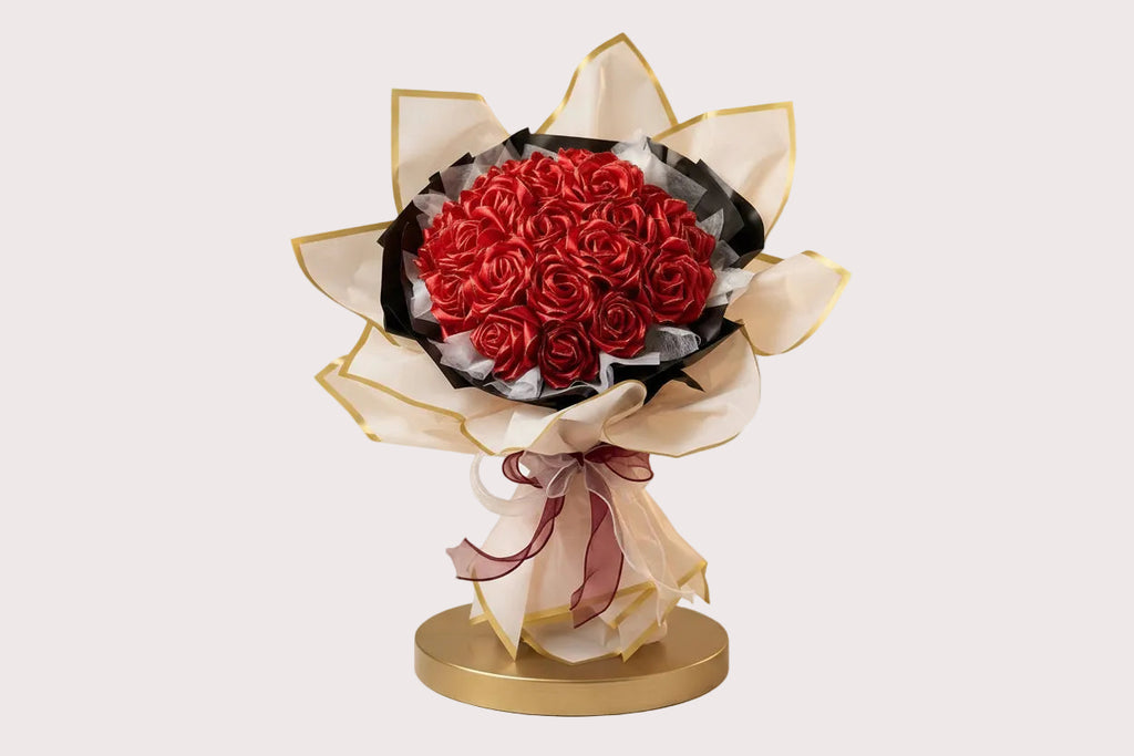 Rød rose (guld glimmer) buket