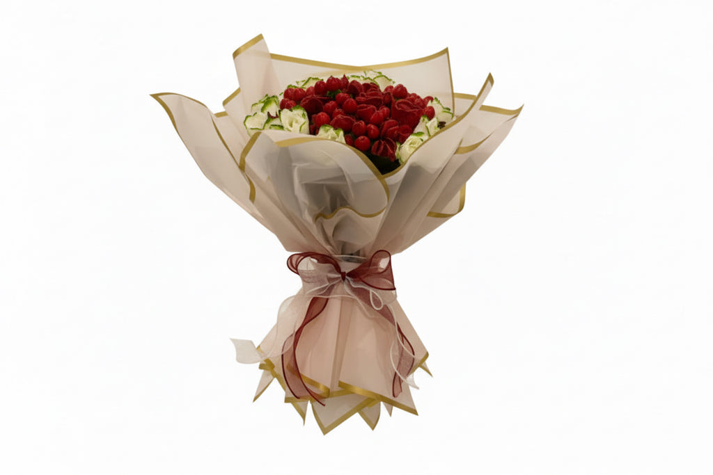 Rød rose (guld glimmer) buket