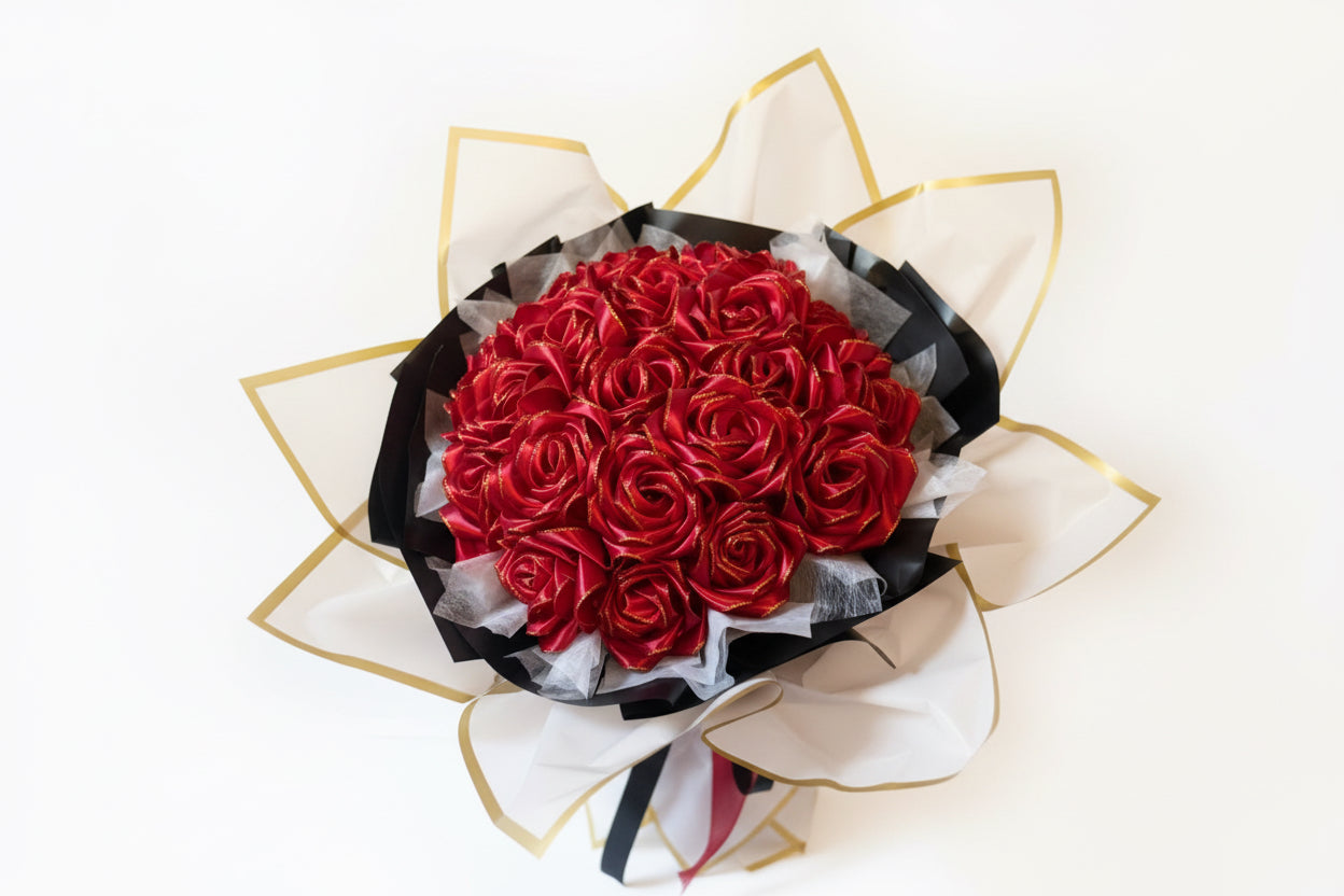 Rød rose (guld glimmer) buket